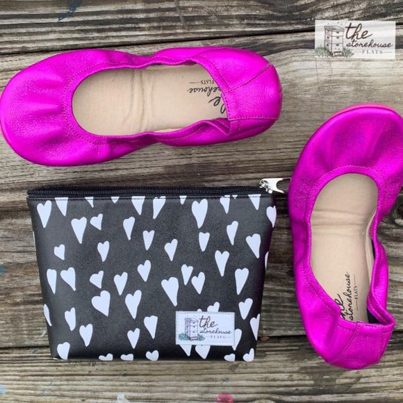 Storehouse Flats Rainbow Fuchsia with Heart Bag - Picture 2 of 14